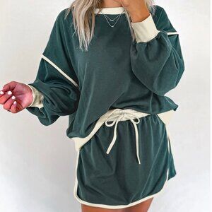 Athleisure two peice skirt and sweatshirt